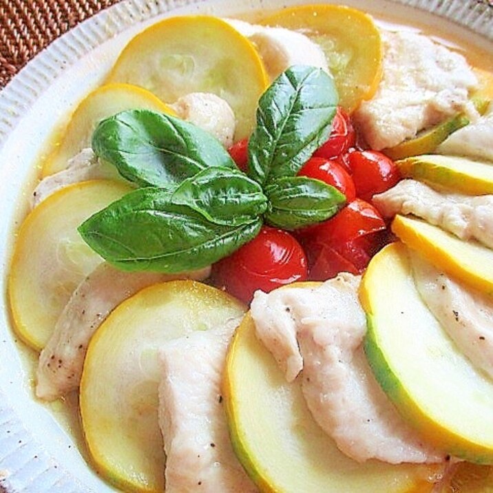 レンジで簡単!鶏むね肉とズッキーニの重ね蒸し